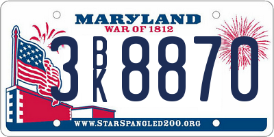 MD license plate 3BK8870