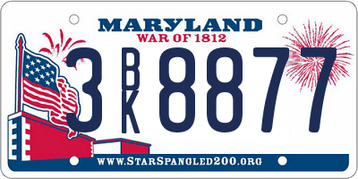 MD license plate 3BK8877