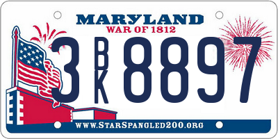 MD license plate 3BK8897