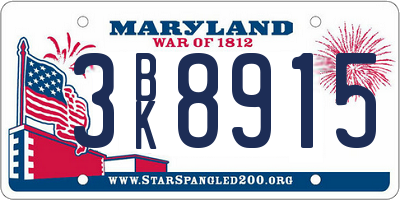 MD license plate 3BK8915