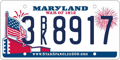 MD license plate 3BK8917
