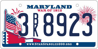MD license plate 3BK8923