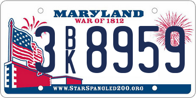 MD license plate 3BK8959