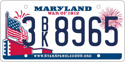 MD license plate 3BK8965