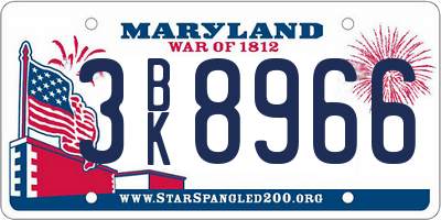 MD license plate 3BK8966