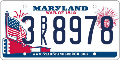 MD license plate 3BK8978