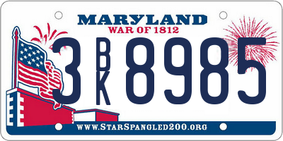 MD license plate 3BK8985