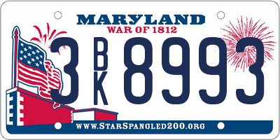 MD license plate 3BK8993