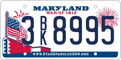 MD license plate 3BK8995