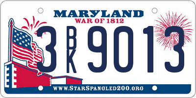 MD license plate 3BK9013