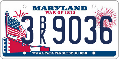 MD license plate 3BK9036