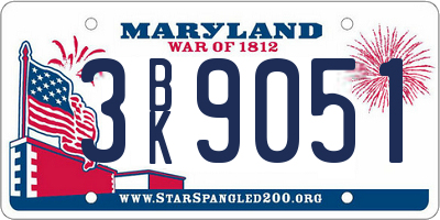 MD license plate 3BK9051