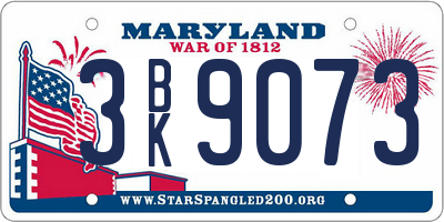 MD license plate 3BK9073
