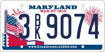 MD license plate 3BK9074