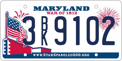MD license plate 3BK9102
