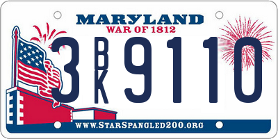 MD license plate 3BK9110