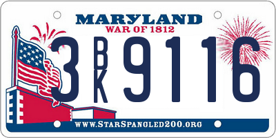 MD license plate 3BK9116