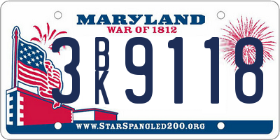 MD license plate 3BK9118