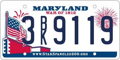 MD license plate 3BK9119