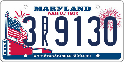 MD license plate 3BK9130