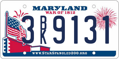 MD license plate 3BK9131