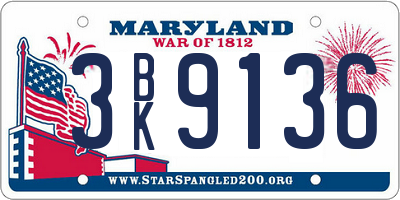 MD license plate 3BK9136