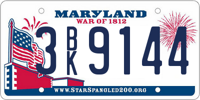 MD license plate 3BK9144