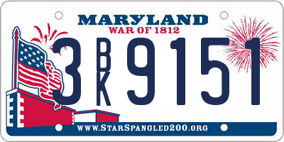 MD license plate 3BK9151
