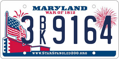 MD license plate 3BK9164