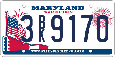 MD license plate 3BK9170