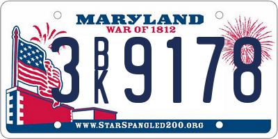 MD license plate 3BK9178