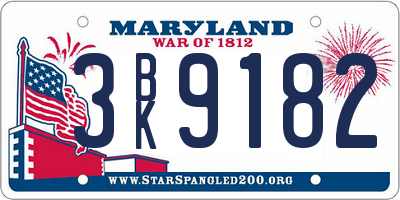 MD license plate 3BK9182