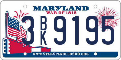 MD license plate 3BK9195