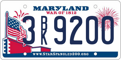MD license plate 3BK9200