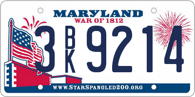 MD license plate 3BK9214