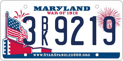 MD license plate 3BK9219