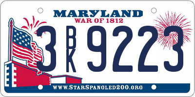 MD license plate 3BK9223