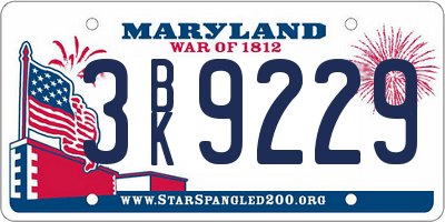 MD license plate 3BK9229
