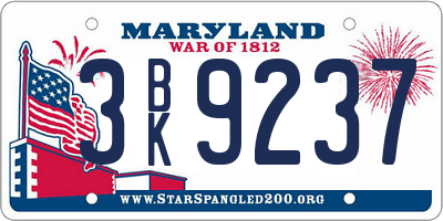 MD license plate 3BK9237