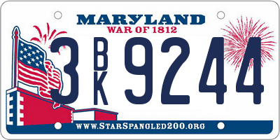 MD license plate 3BK9244