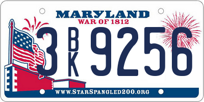 MD license plate 3BK9256