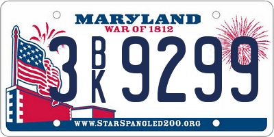 MD license plate 3BK9299