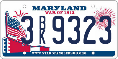 MD license plate 3BK9323