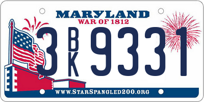 MD license plate 3BK9331