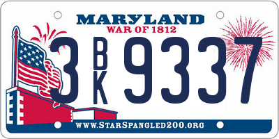 MD license plate 3BK9337