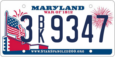 MD license plate 3BK9347
