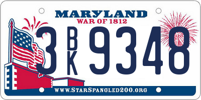 MD license plate 3BK9348