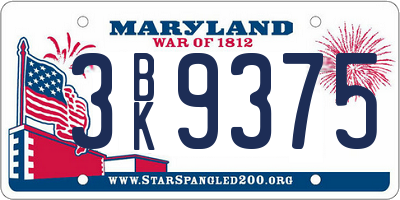 MD license plate 3BK9375
