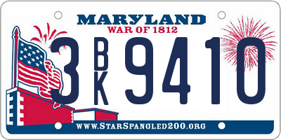 MD license plate 3BK9410