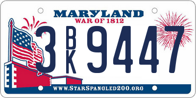 MD license plate 3BK9447